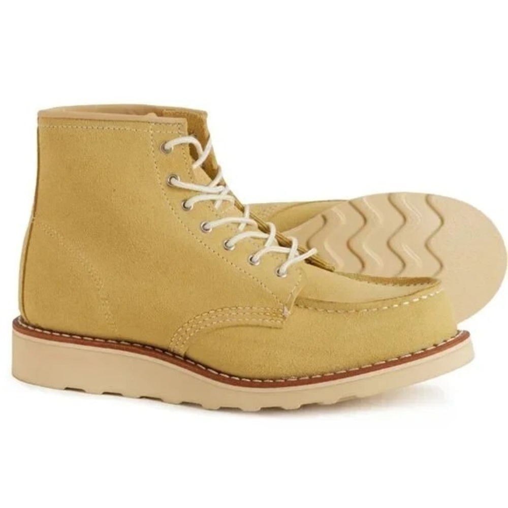 Red Wing 6" Abilene Classic Moc-Toe Boots  Leather Women Sz 8.5 B Butter Beige‎